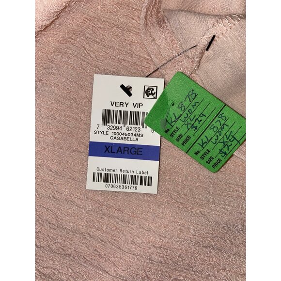 JM Collection Womens XL 3/4 Sleeve Textured Top Casabella Pink Keyhole Detail - Picture 5 of 5